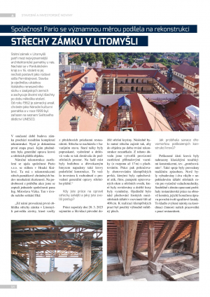 SPOLEČNOST PARIO SE VÝZNAMNOU MĚROU PODÍLELA NA REKONSTRUKCI STŘECHY ZÁMKU V LITOMYŠLI