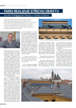 PARIO REALIZUJE STŘECHU OBJEKTU BÝVALÉ PEDAGOGICKÉ FAKULTY V HRADCI KRÁLOVÉ
