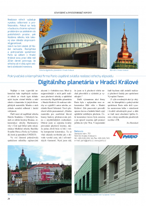 FIRMA PARIO ÚSPĚŠNĚ ZVLÁDLA REALIZACI STŘECHY ELIPSOIDU DIGITÁLNÍHO PLANETÁRIA